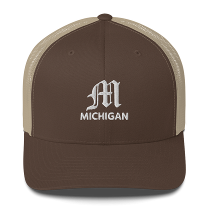 'Michigan' Trucker Hat (w/ Old English 'M')