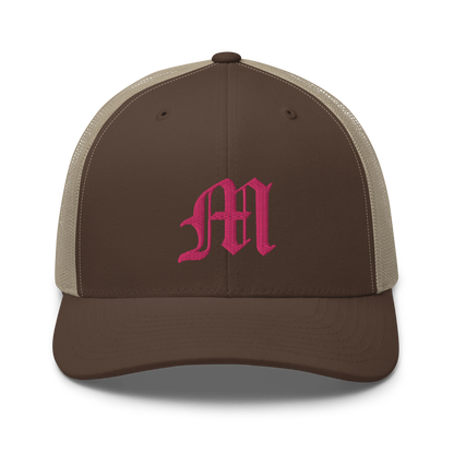 Michigan 'Old English M' Trucker Hat | Pink Embroidery