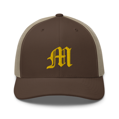 Michigan 'Old English M' Trucker Hat | Gold Embroidery