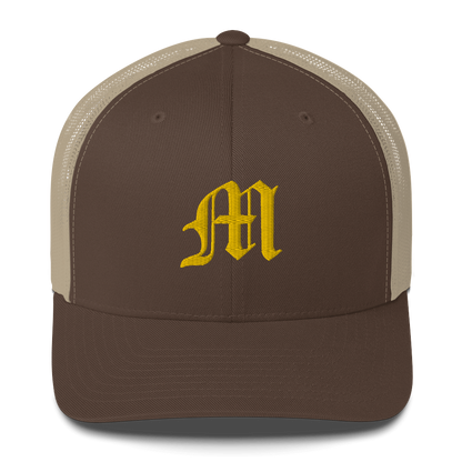 Michigan 'Old English M' Trucker Hat | Gold Embroidery