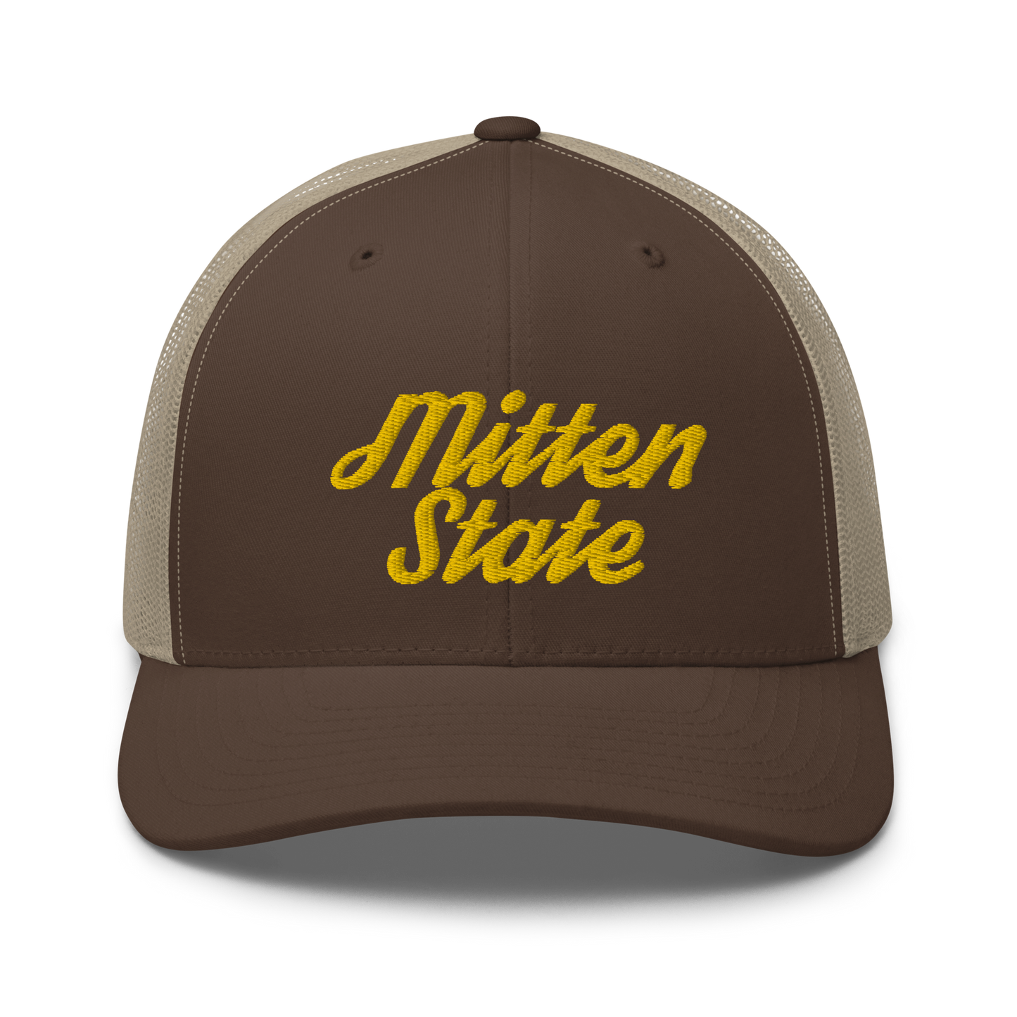 Michigan 'Mitten State' Trucker Hat (Script Font) | Gold Embroidery