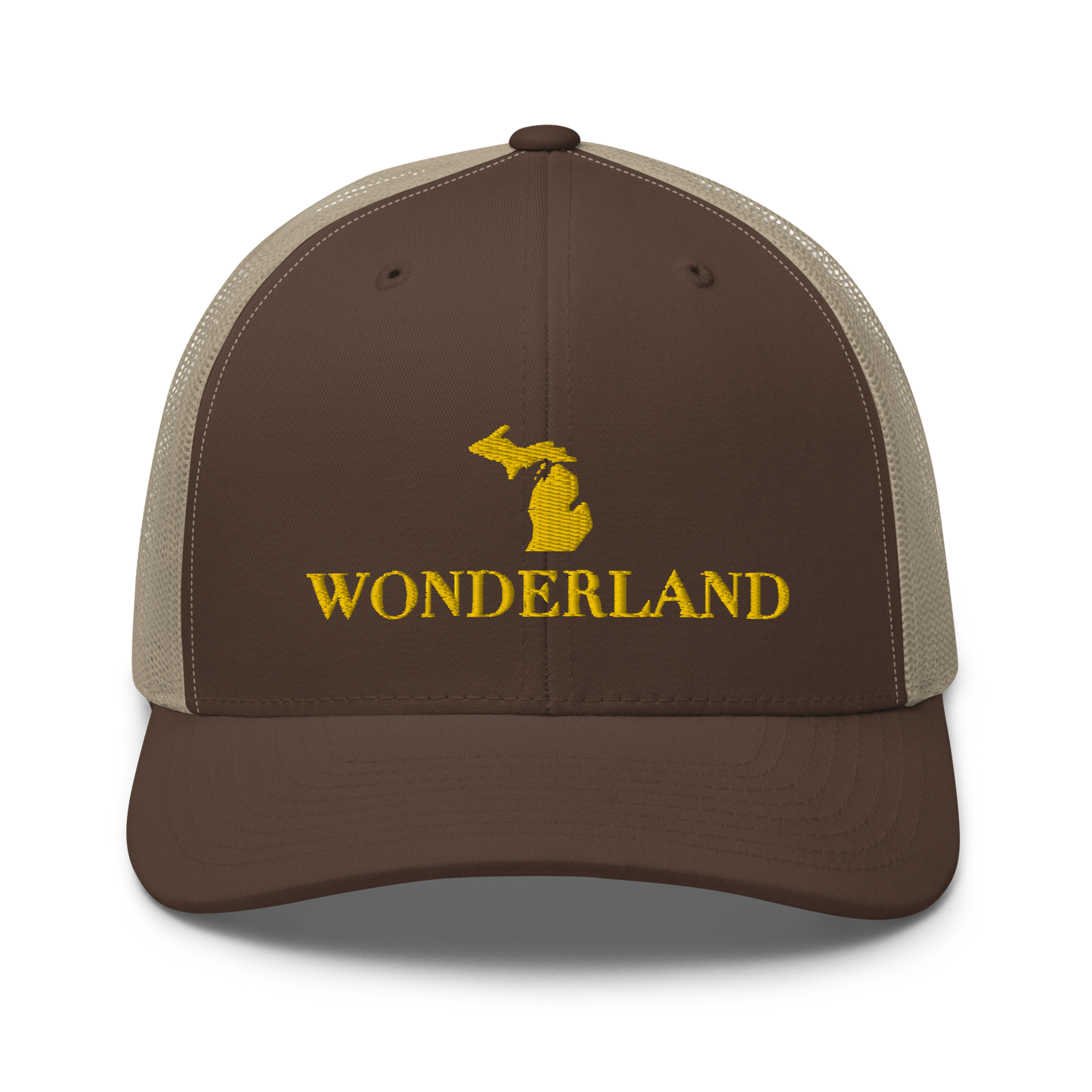 Michigan 'Wonderland' Trucker Hat (Didone Font) | Gold Embroidery