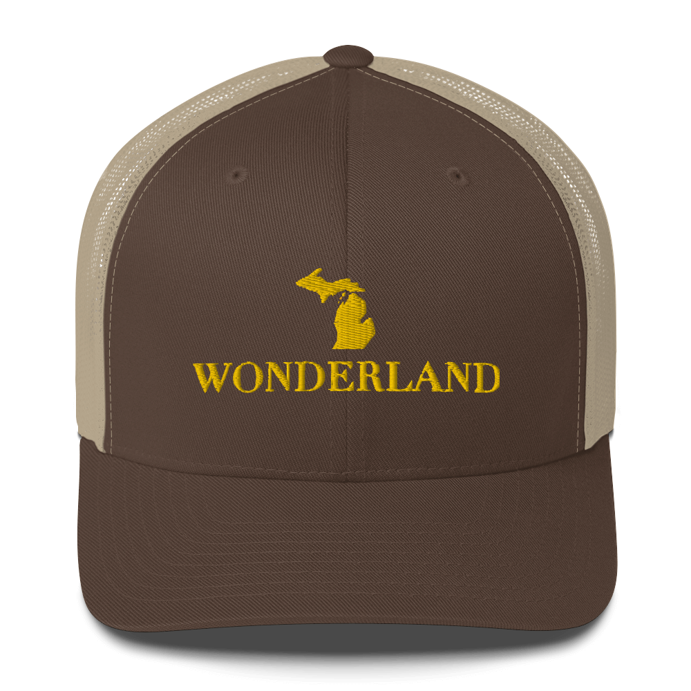 Michigan 'Wonderland' Trucker Hat (Didone Font) | Gold Embroidery