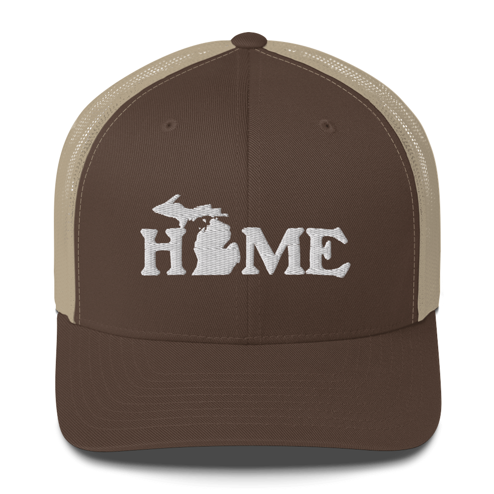 Michigan 'Home' Trucker Hat (Woodcut Font)