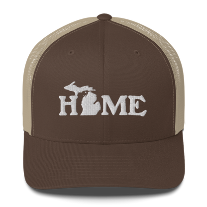 Michigan 'Home' Trucker Hat (Woodcut Font)