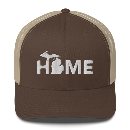 Michigan 'Home' Trucker Hat (Geometric Sans Font)