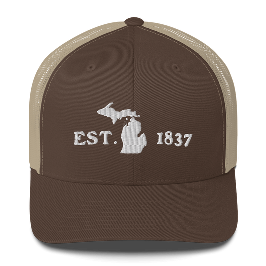 Michigan 'EST 1837' Trucker Hat (Woodcut Font)