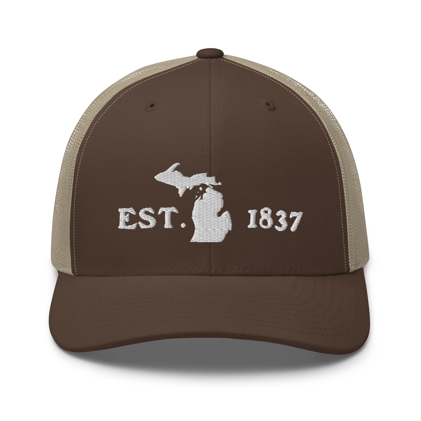 Michigan 'EST 1837' Trucker Hat (Woodcut Font)