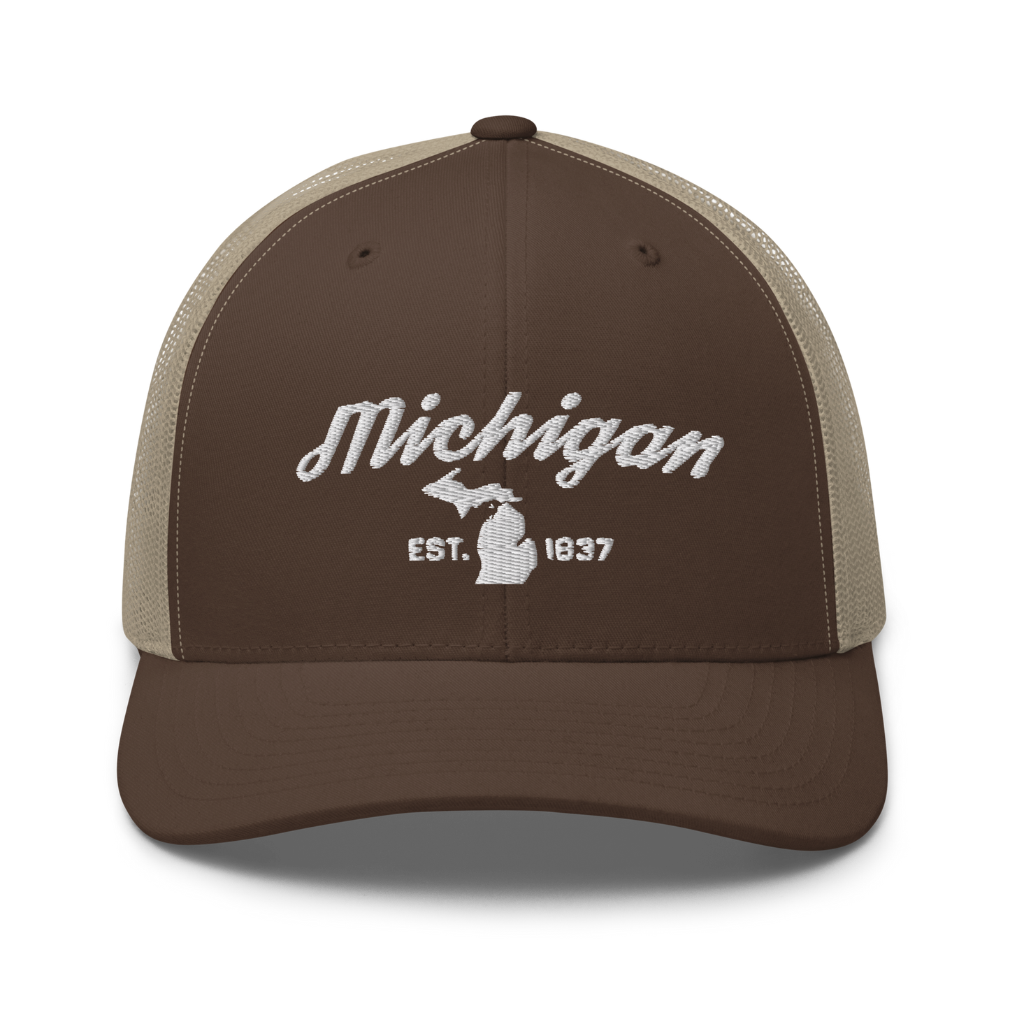 'Michigan EST 1837' Trucker Hat (Script Font)