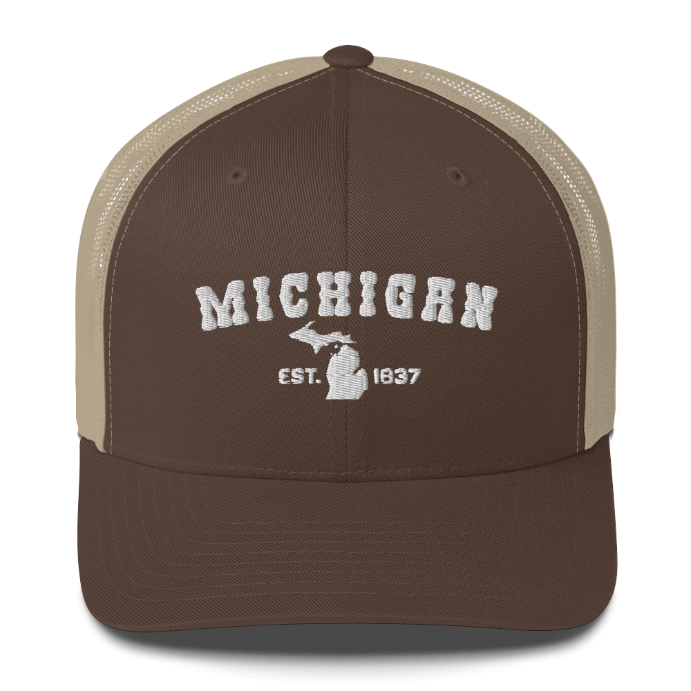 'Michigan EST 1837' Trucker Hat (Western Font)