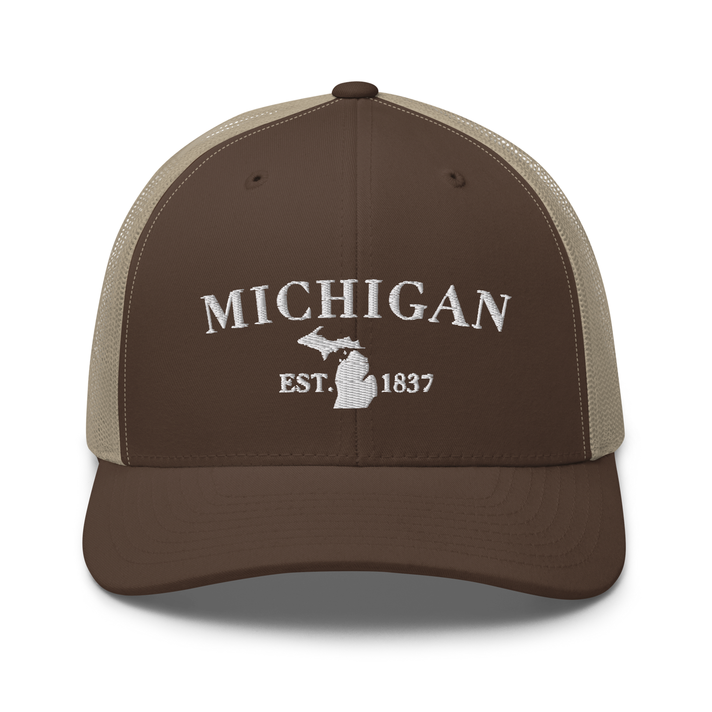 'Michigan EST 1837' Trucker Hat (Didone Font)