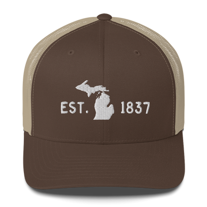 Michigan 'EST 1837' Trucker Hat (Licence Plate Font)