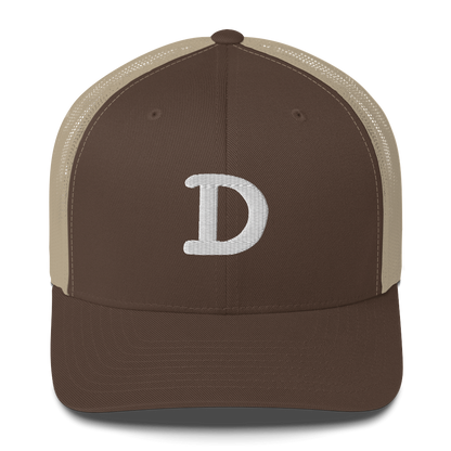 Detroit 'Old French D' Trucker Hat | White/Navy Embroidery