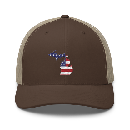 State of Michigan Trucker Hat (w/ USA Flag Outline)