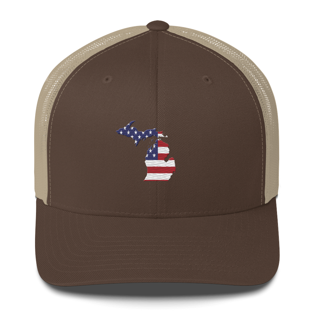 State of Michigan Trucker Hat (w/ USA Flag Outline)