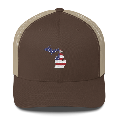 State of Michigan Trucker Hat (w/ USA Flag Outline)