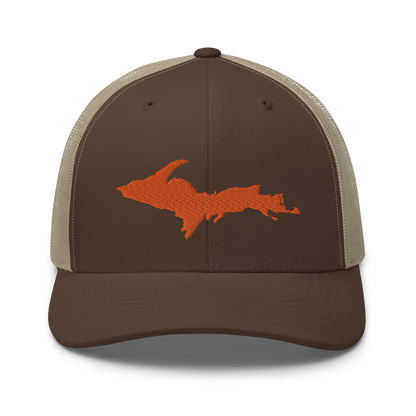 Michigan Upper Peninsula Trucker Hat (w/ Orange UP Outline)