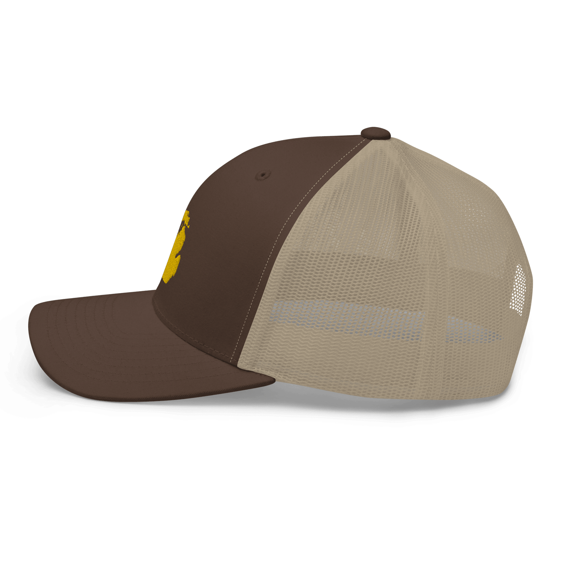 Michigan Trucker Hat (w/ Michigan Outline) | Gold Embroidery - Circumspice Michigan