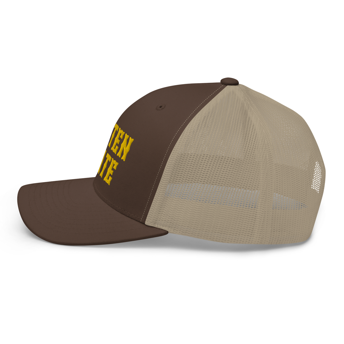 Michigan 'Mitten State' Trucker Hat (Western Font) | Gold Embroidery