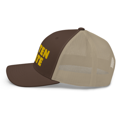 Michigan 'Mitten State' Trucker Hat (Geometric Sans Font) | Gold Embroidery