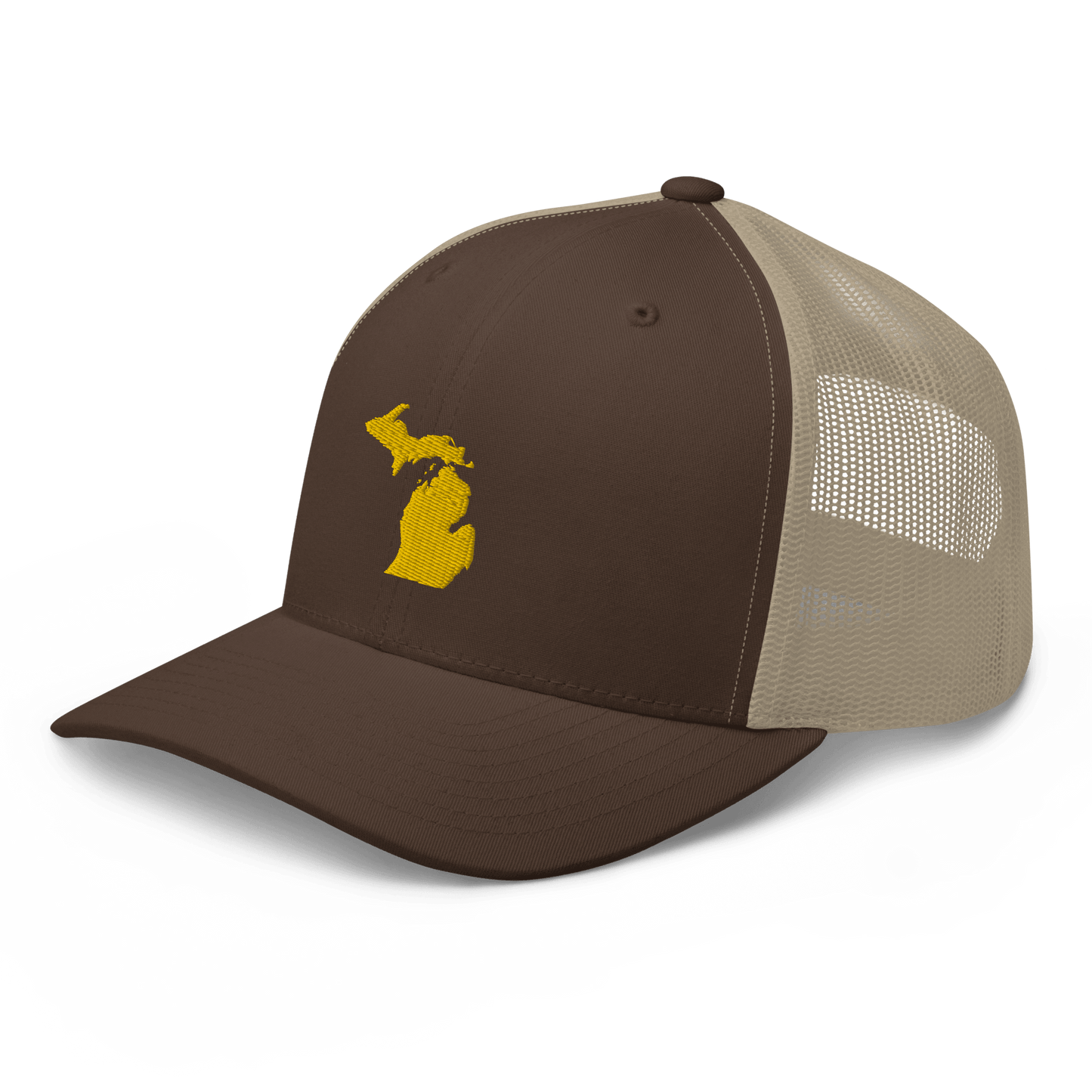 Michigan Trucker Hat (w/ Michigan Outline) | Gold Embroidery - Circumspice Michigan