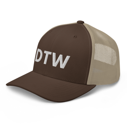 Detroit 'DTW' Trucker Hat | White/Black Embroidery - Circumspice Michigan