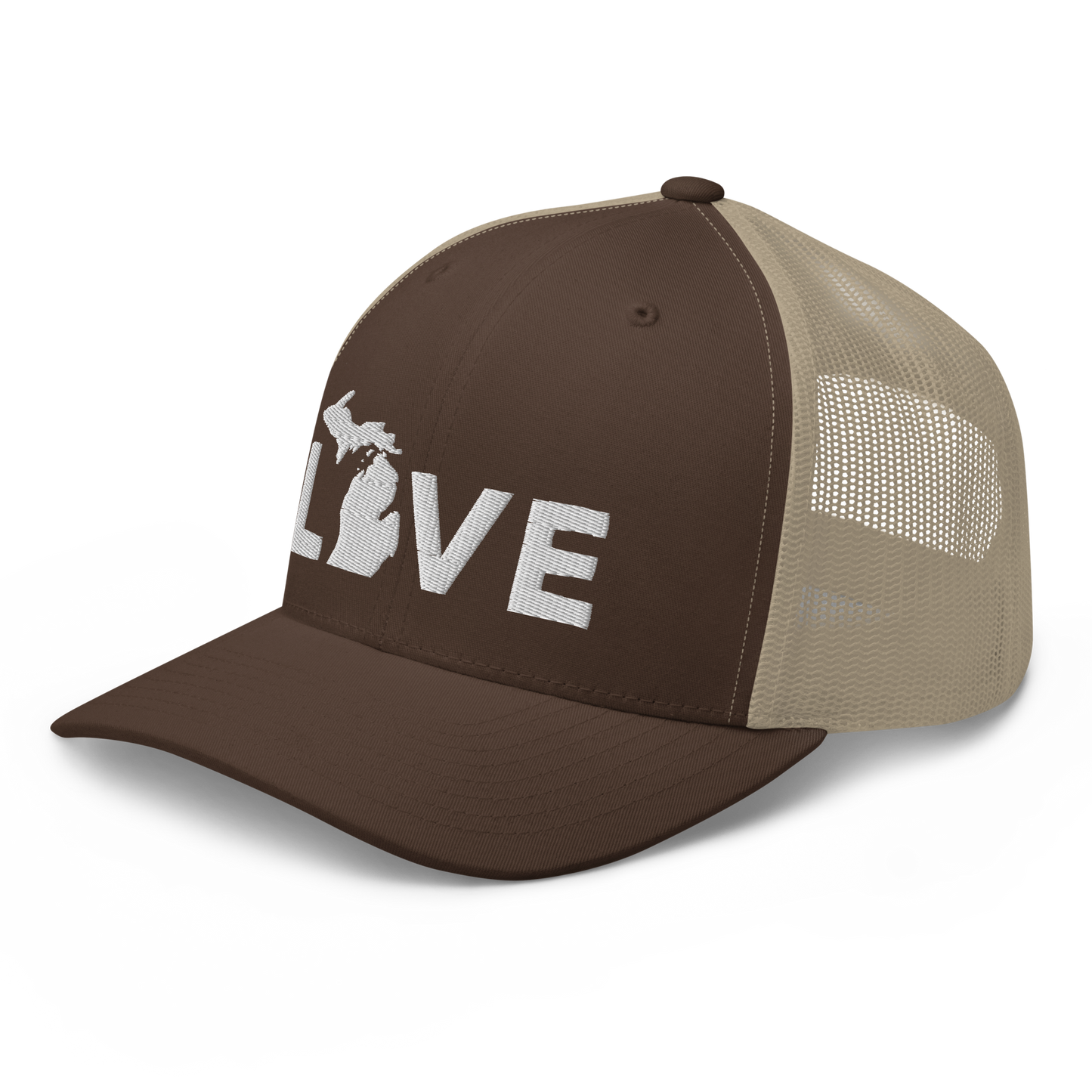 Michigan 'Love' Trucker Hat (Geometric Sans Font)