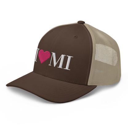 Michigan 'I ❤️ MI' Trucker Hat (Didone Font)