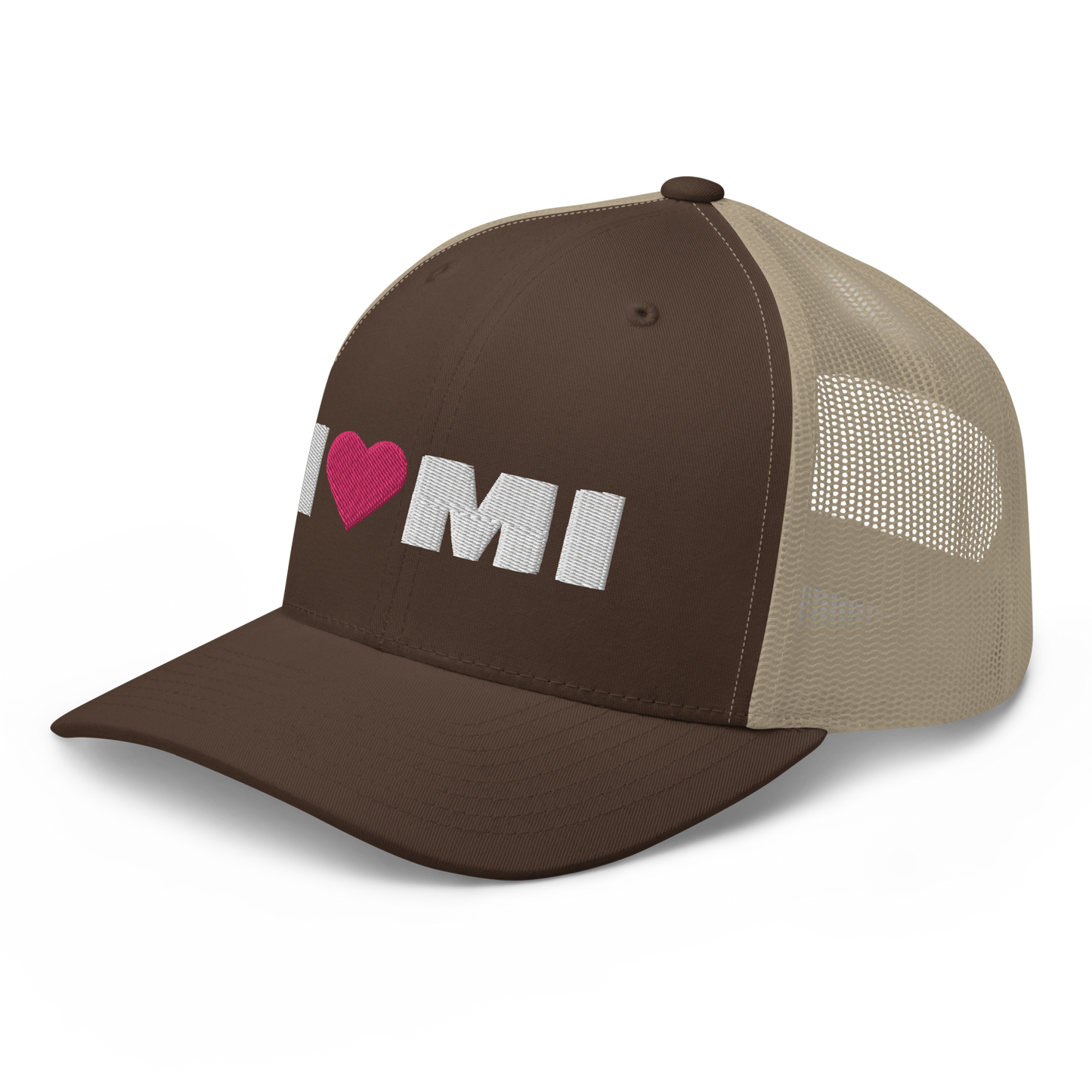 Michigan 'I ❤️ MI' Trucker Hat (French Olive Font)