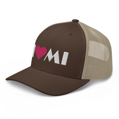 Michigan 'I ❤️ MI' Trucker Hat (Art Deco Font)