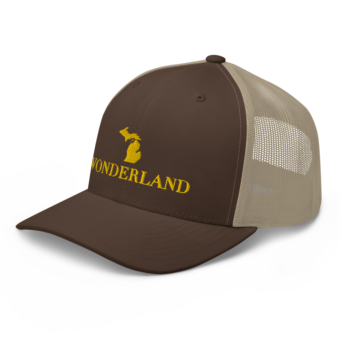 Michigan 'Wonderland' Trucker Hat (Didone Font) | Gold Embroidery