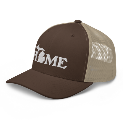 Michigan 'Home' Trucker Hat (Woodcut Font)