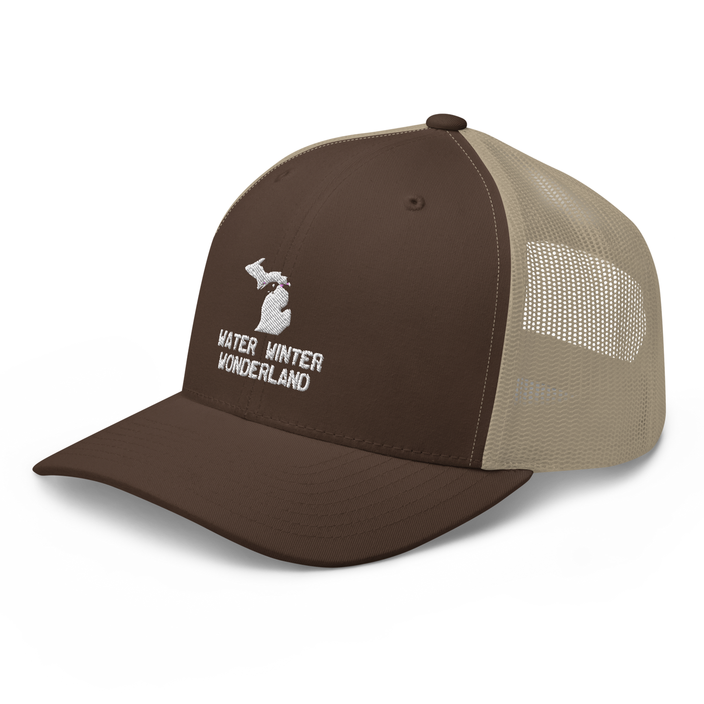 Michigan 'Water Winter Wonderland' Trucker Hat (w/ MI Outline)