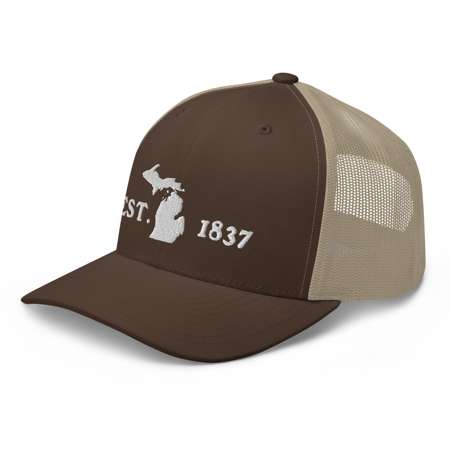 Michigan 'EST 1837' Trucker Hat (Woodcut Font)