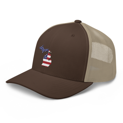 State of Michigan Trucker Hat (w/ USA Flag Outline)