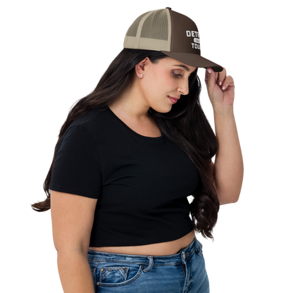 'Built Detroit Tough' Trucker Hat | White/Black Embroidery