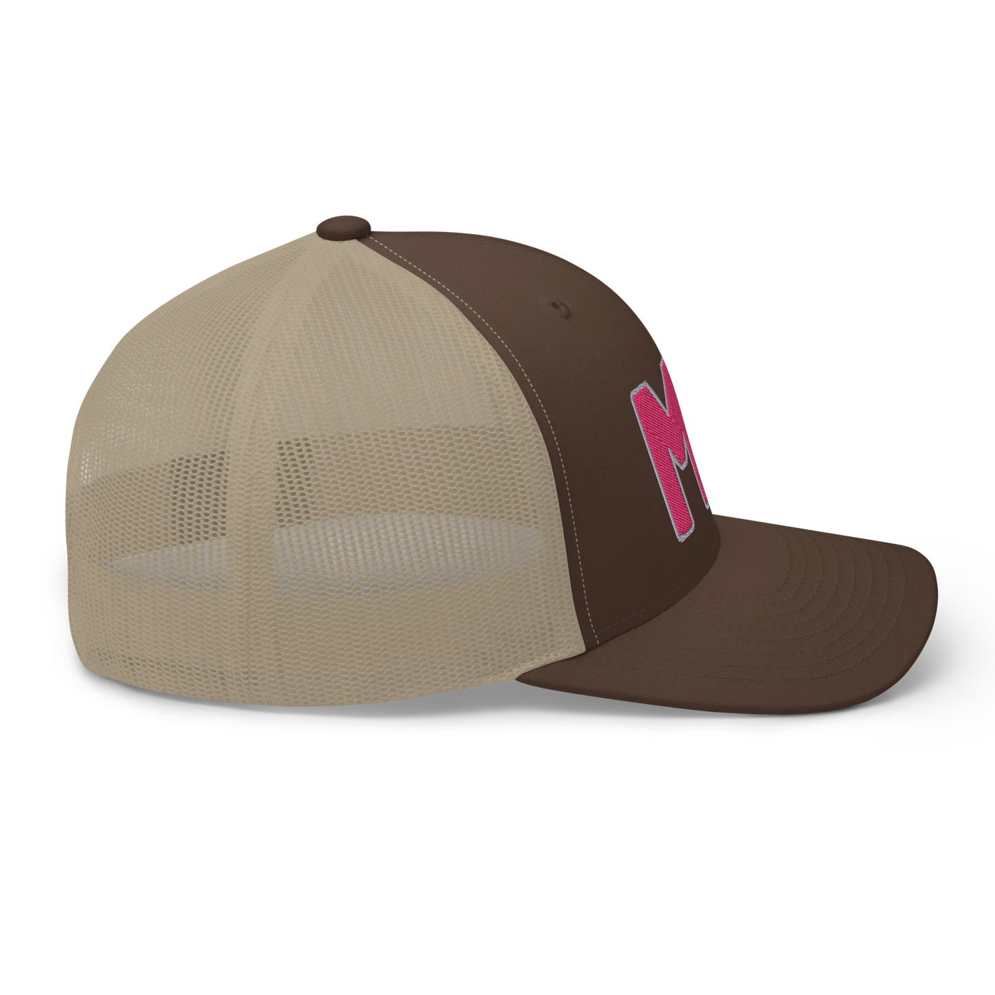 Michigan 'MI' Trucker Hat (1940s Baseball Font) | Pink Embroidery