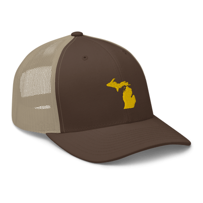 Michigan Trucker Hat (w/ Michigan Outline) | Gold Embroidery - Circumspice Michigan