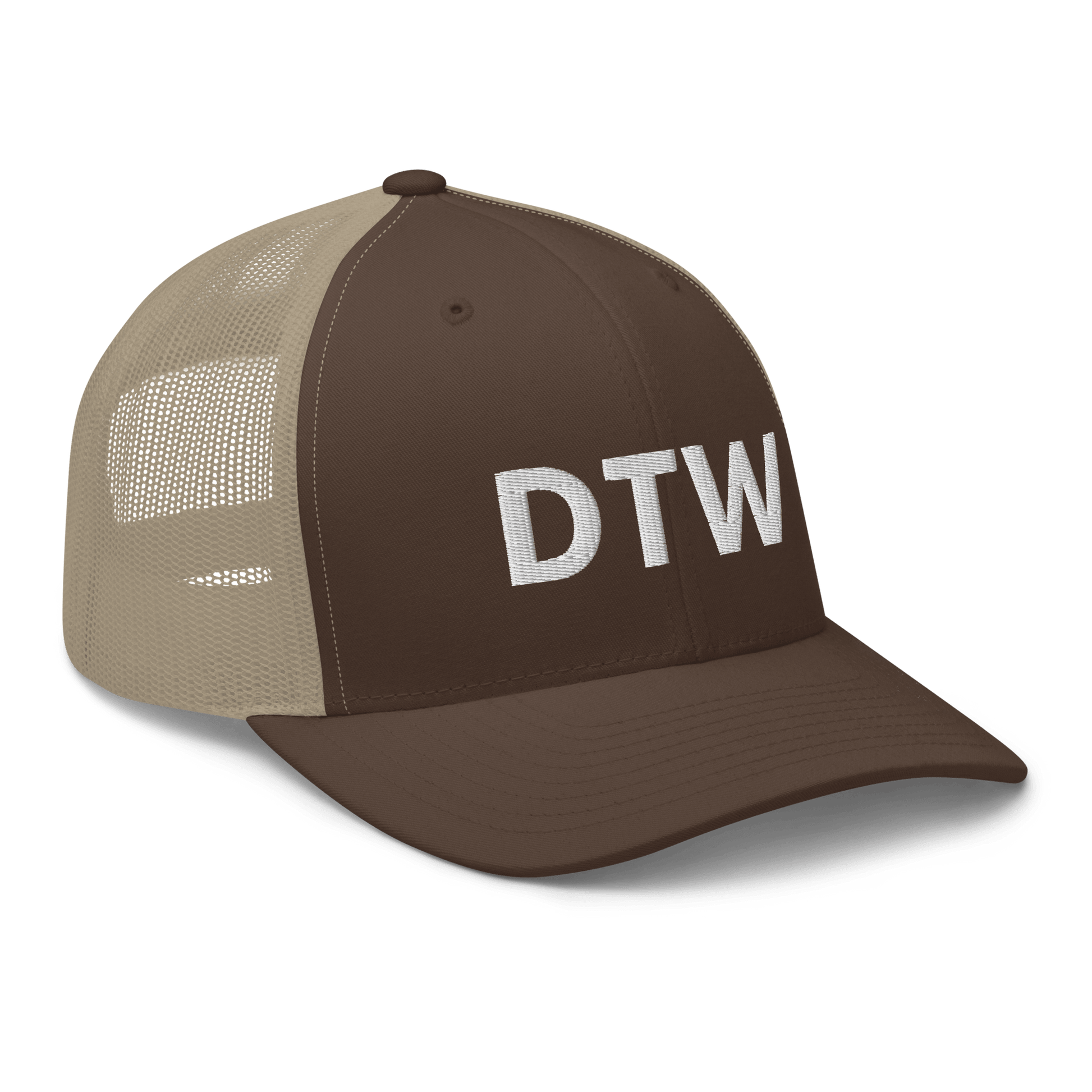 Detroit 'DTW' Trucker Hat | White/Black Embroidery - Circumspice Michigan