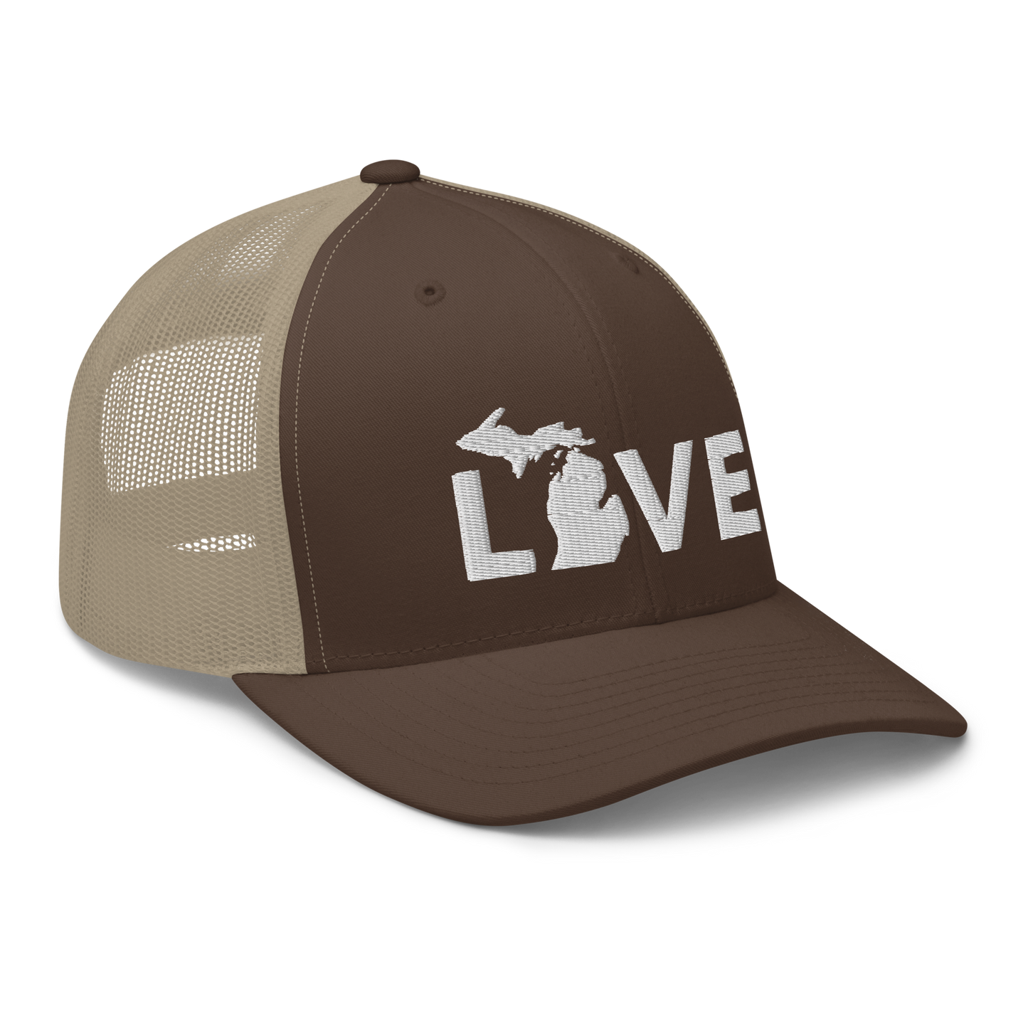 Michigan 'Love' Trucker Hat (Geometric Sans Font)