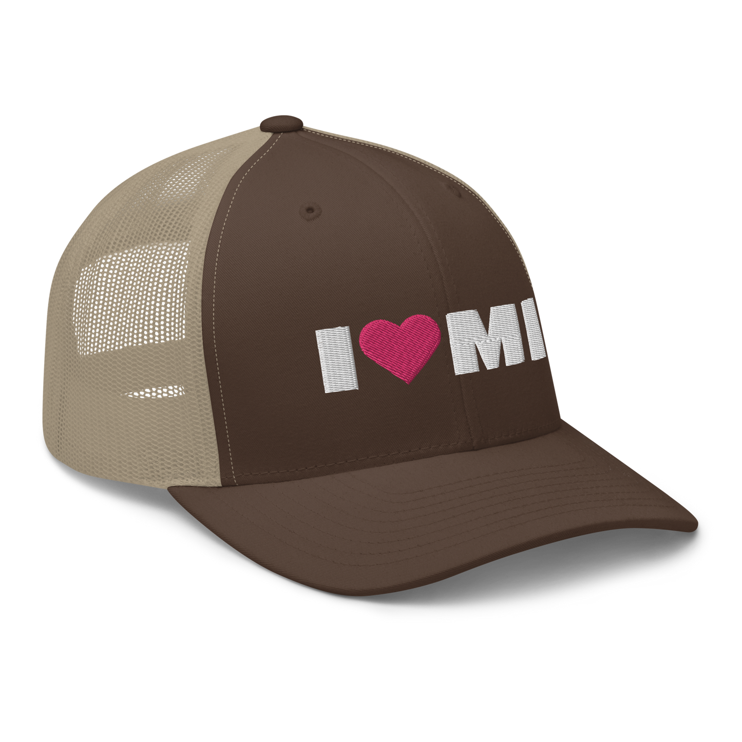 Michigan 'I ❤️ MI' Trucker Hat (French Olive Font)