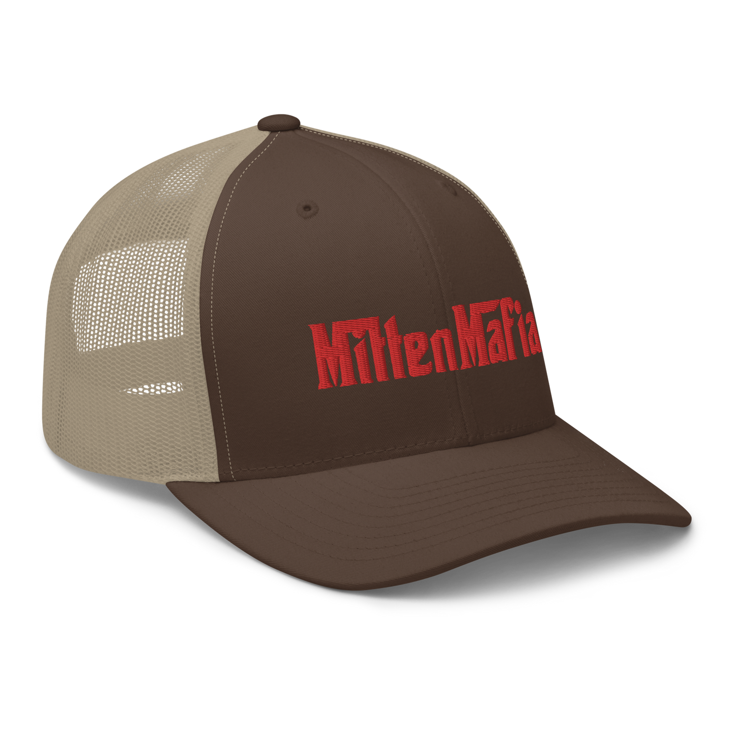 Michigan 'MittenMafia' Trucker Hat (Gangster Font) | Red Embroidery