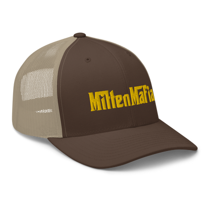 Michigan 'MittenMafia' Trucker Hat (Gangster Font) | Gold Embroidery