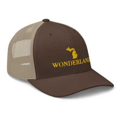 Michigan 'Wonderland' Trucker Hat (Didone Font) | Gold Embroidery