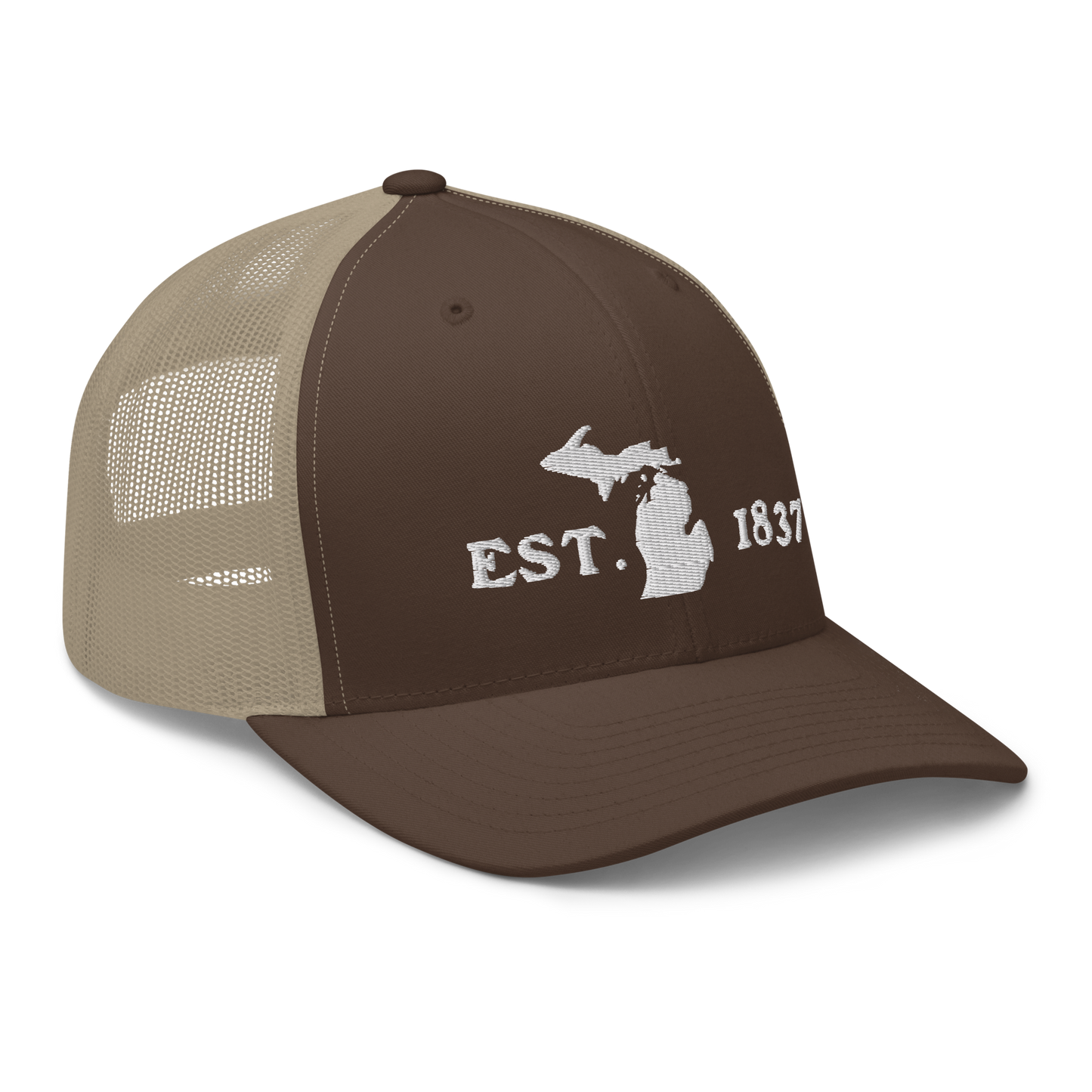 Michigan 'EST 1837' Trucker Hat (Woodcut Font)