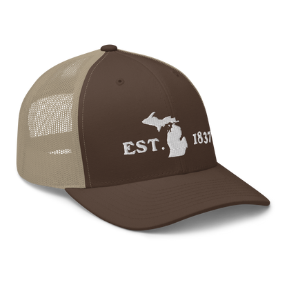 Michigan 'EST 1837' Trucker Hat (Woodcut Font)