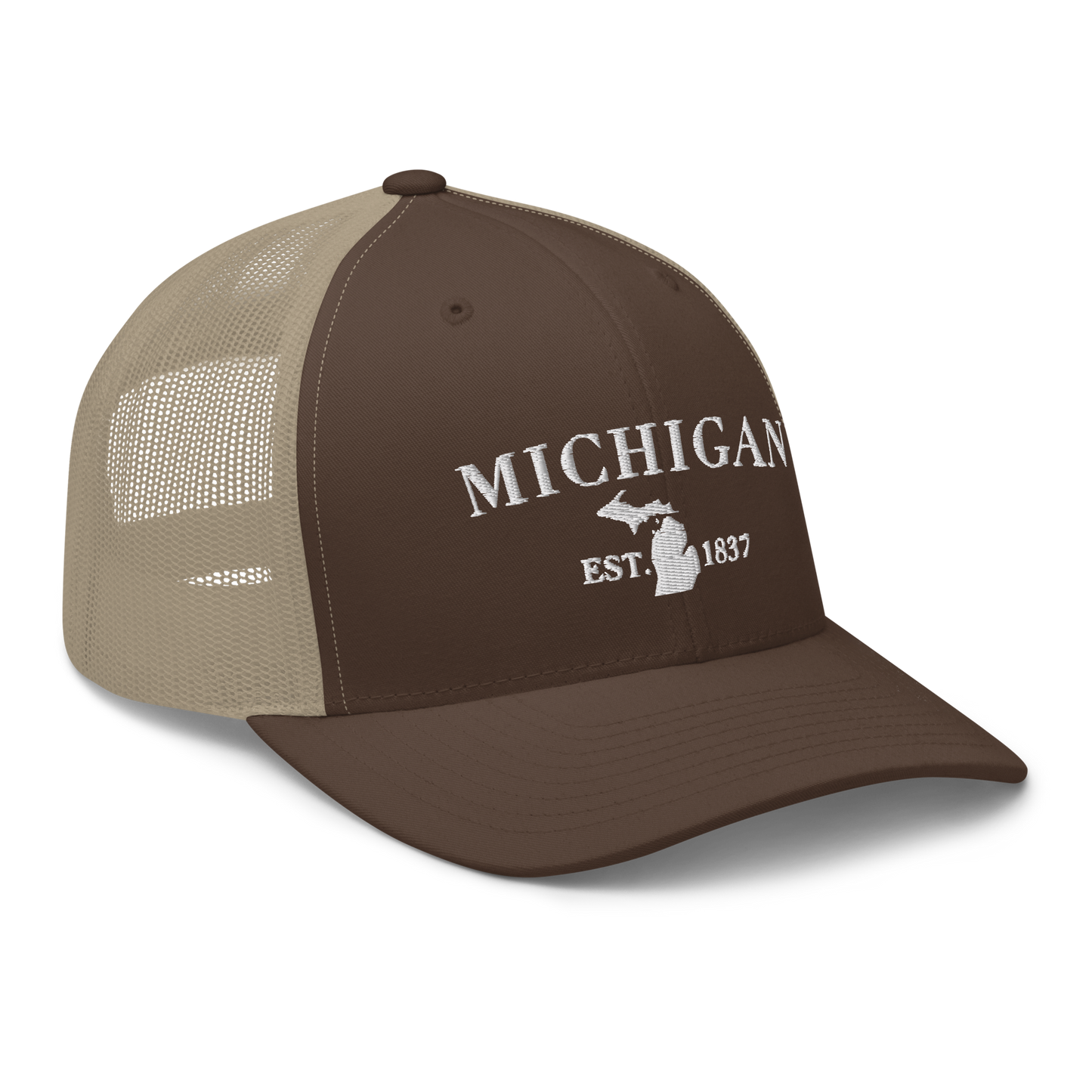 'Michigan EST 1837' Trucker Hat (Didone Font)