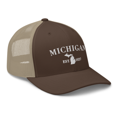 'Michigan EST 1837' Trucker Hat (Didone Font)