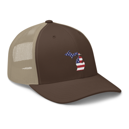 State of Michigan Trucker Hat (w/ USA Flag Outline)