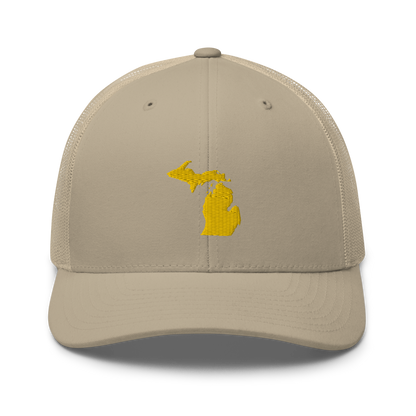 Michigan Trucker Hat (w/ Michigan Outline) | Gold Embroidery